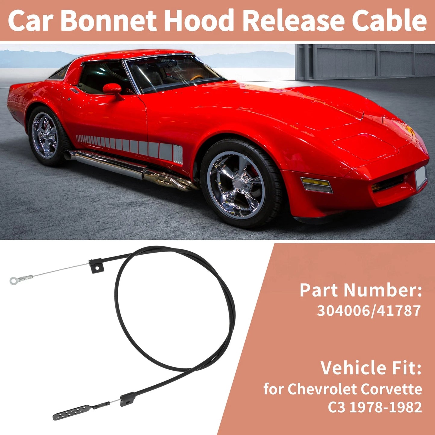 Hood Release Lateral Cable Latch for Chevy Corvette C3 (1978–1982) No.41787