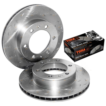 2 Front Drilled Slotted Disc Rotors for Hilux 4x4 (2005–2013)