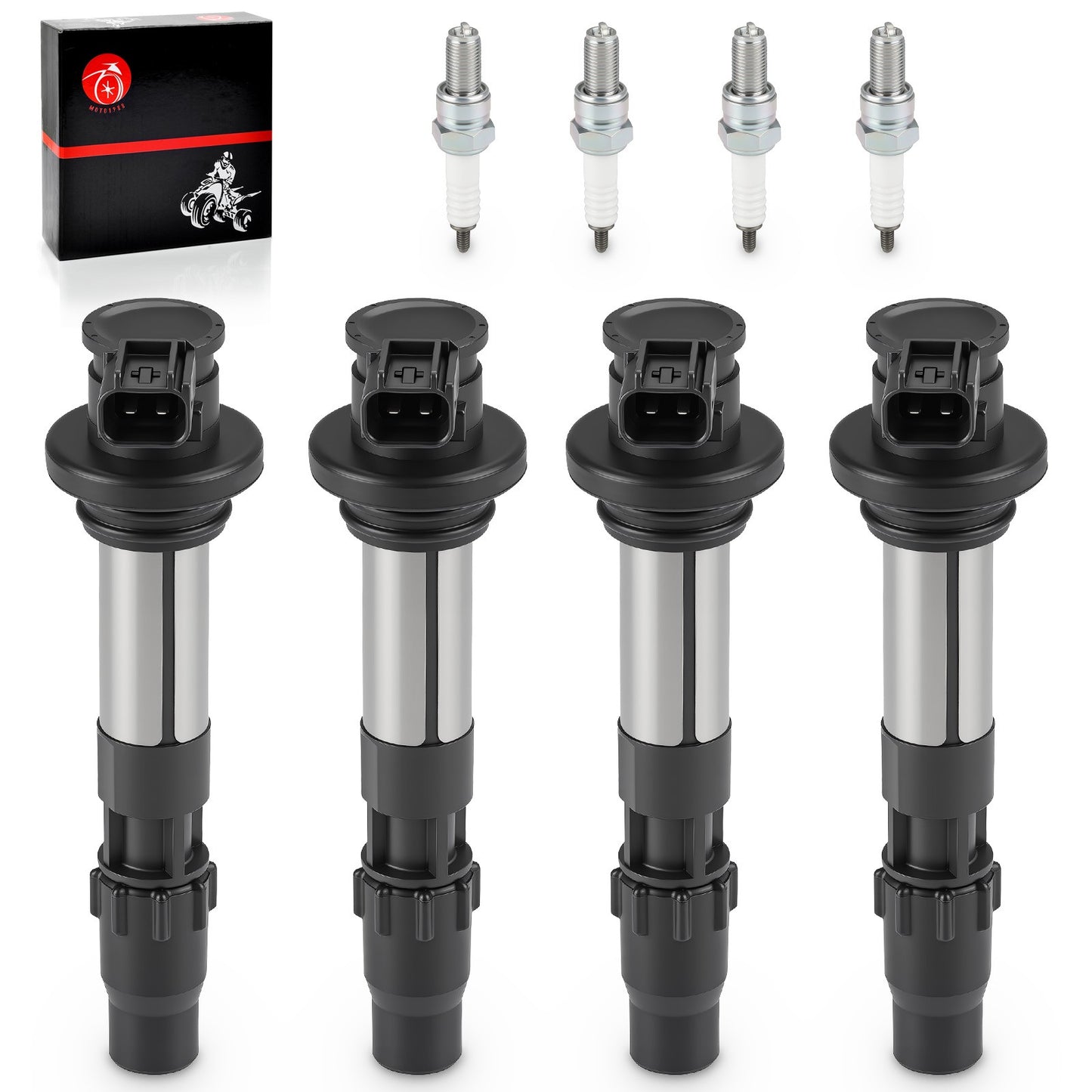 Set of 4 Ignition Coils & Iridium Spark Plugs for Suzuki GSX-R600 (2008–2023)