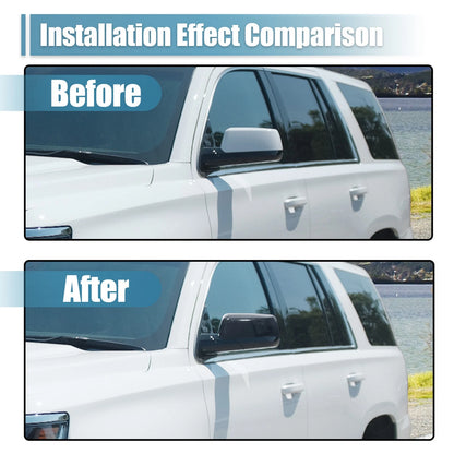 Gloss Black Top Half Mirror Cover Cap Overlay for Chevy Suburban Tahoe (2015–2023)