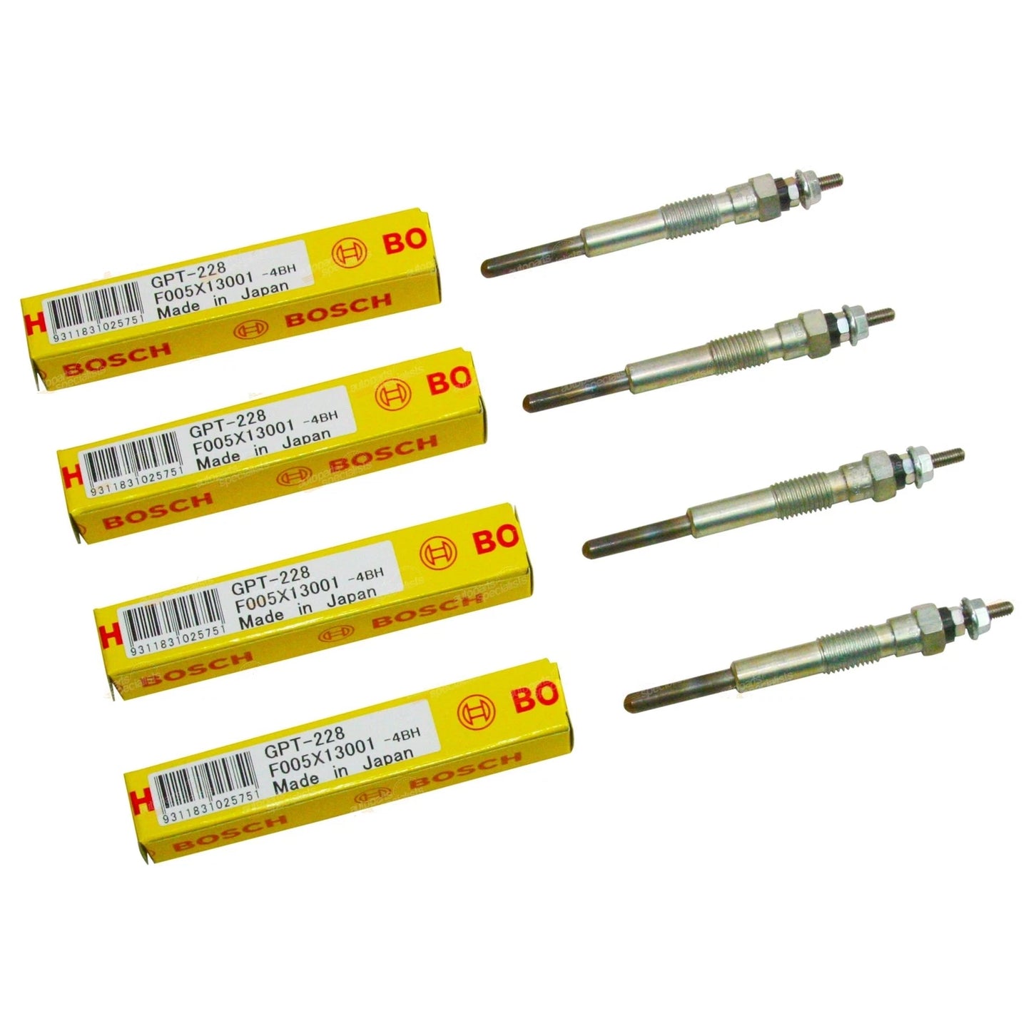 Set of 4 Bosch Glow Plugs for Toyota Coaster (1986–1999) Diesel 3.4L
