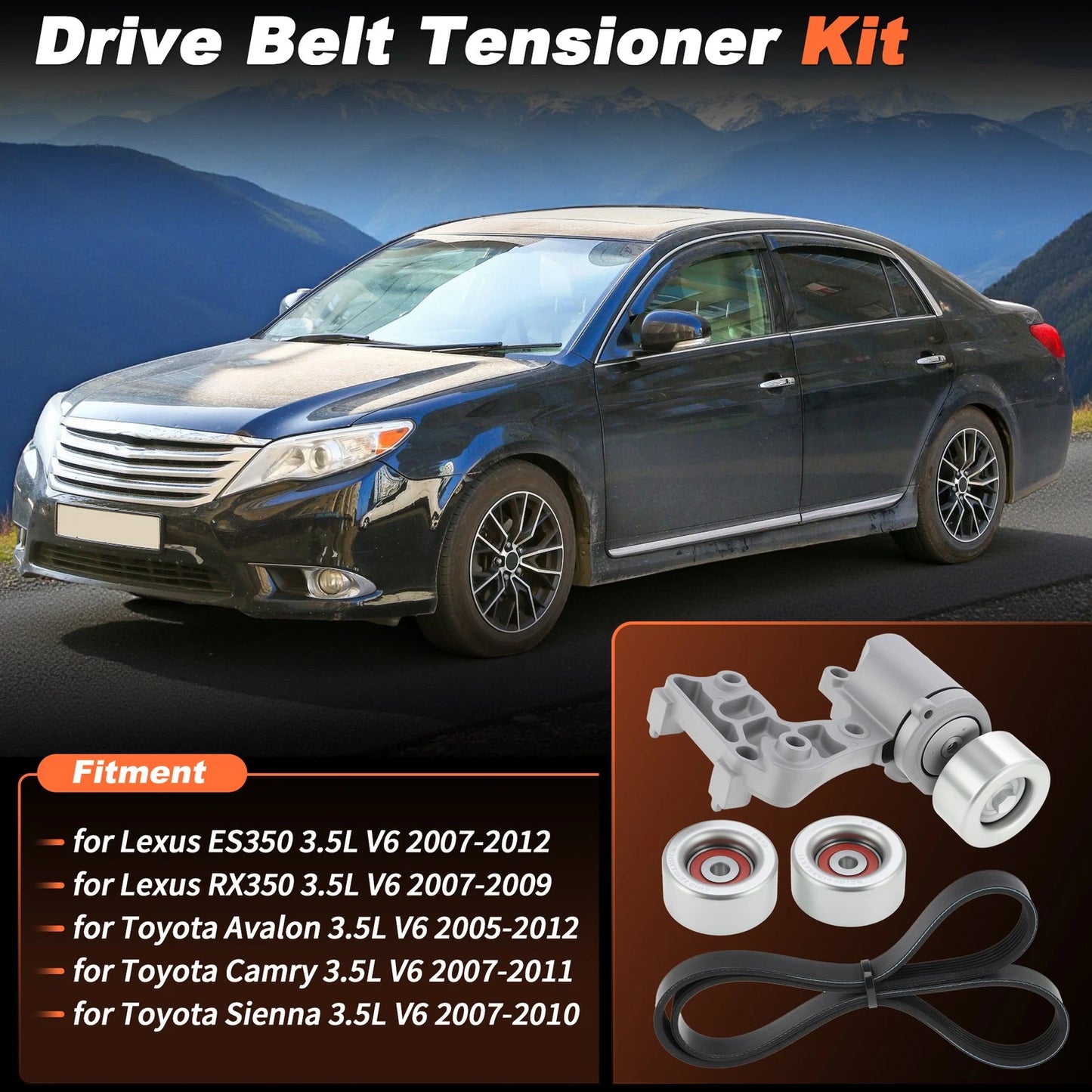 Serpentine Belt Drive Tensioner & Idler Pulley Kit for Lexus ES350 RX350 (2007–2012)