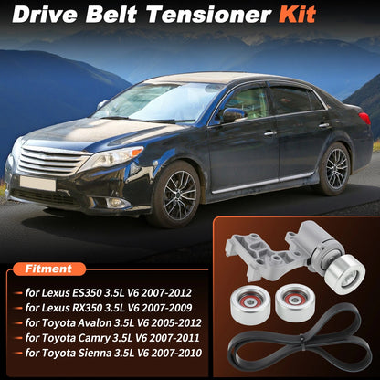 Serpentine Belt Drive Tensioner & Idler Pulley Kit for Lexus ES350 RX350 (2007–2012)