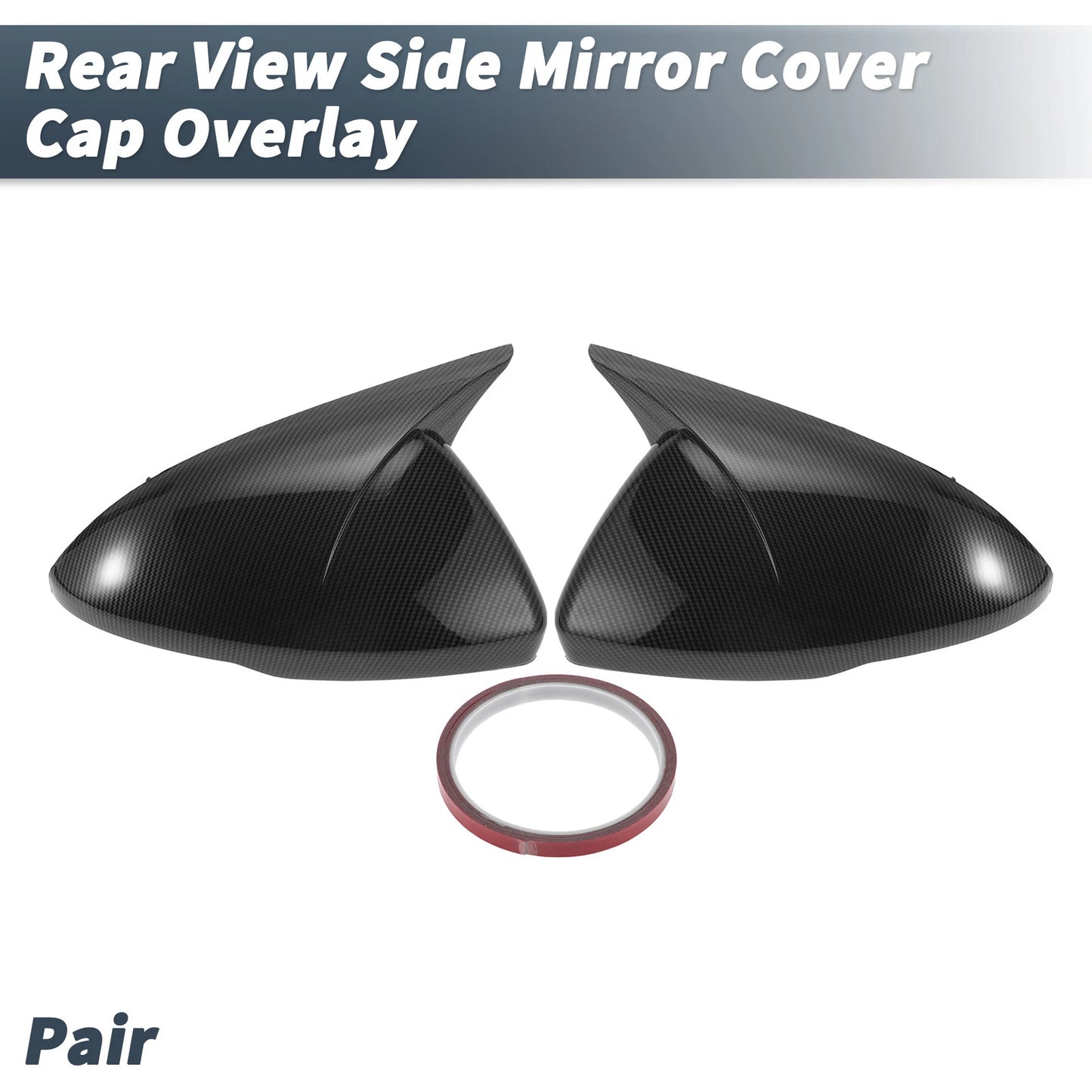 Pair Rearview Mirror Cover Overlay Black Carbon Fiber for Chevrolet Cruze (2017–2019)