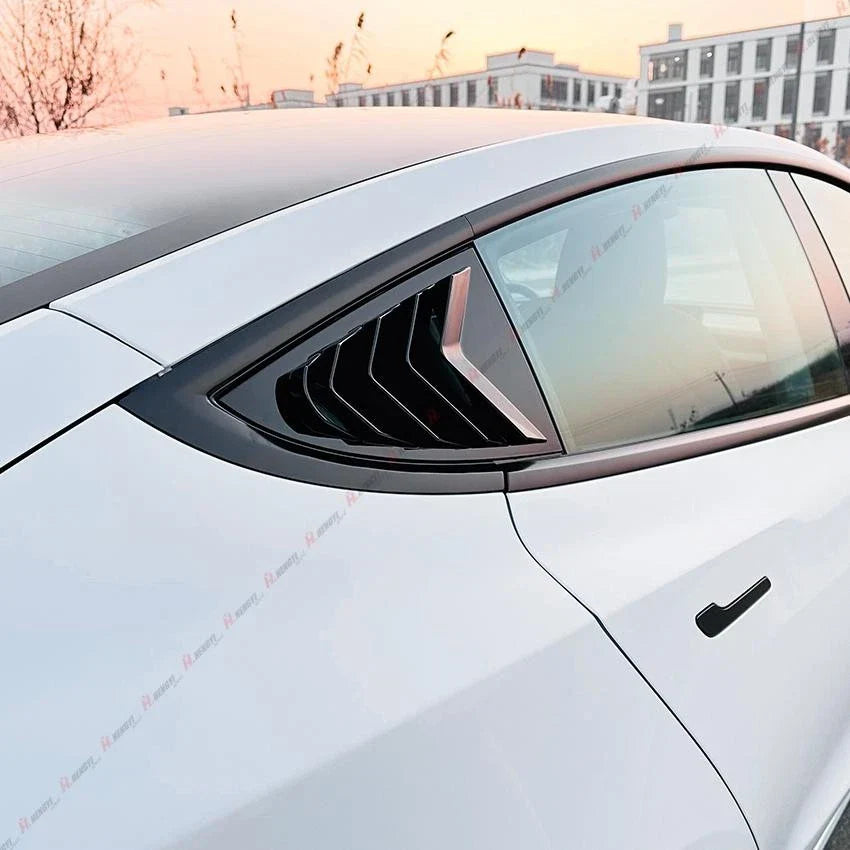 Gloss Black Rear Window Louver Shutter Cover Trim for Tesla Model 3