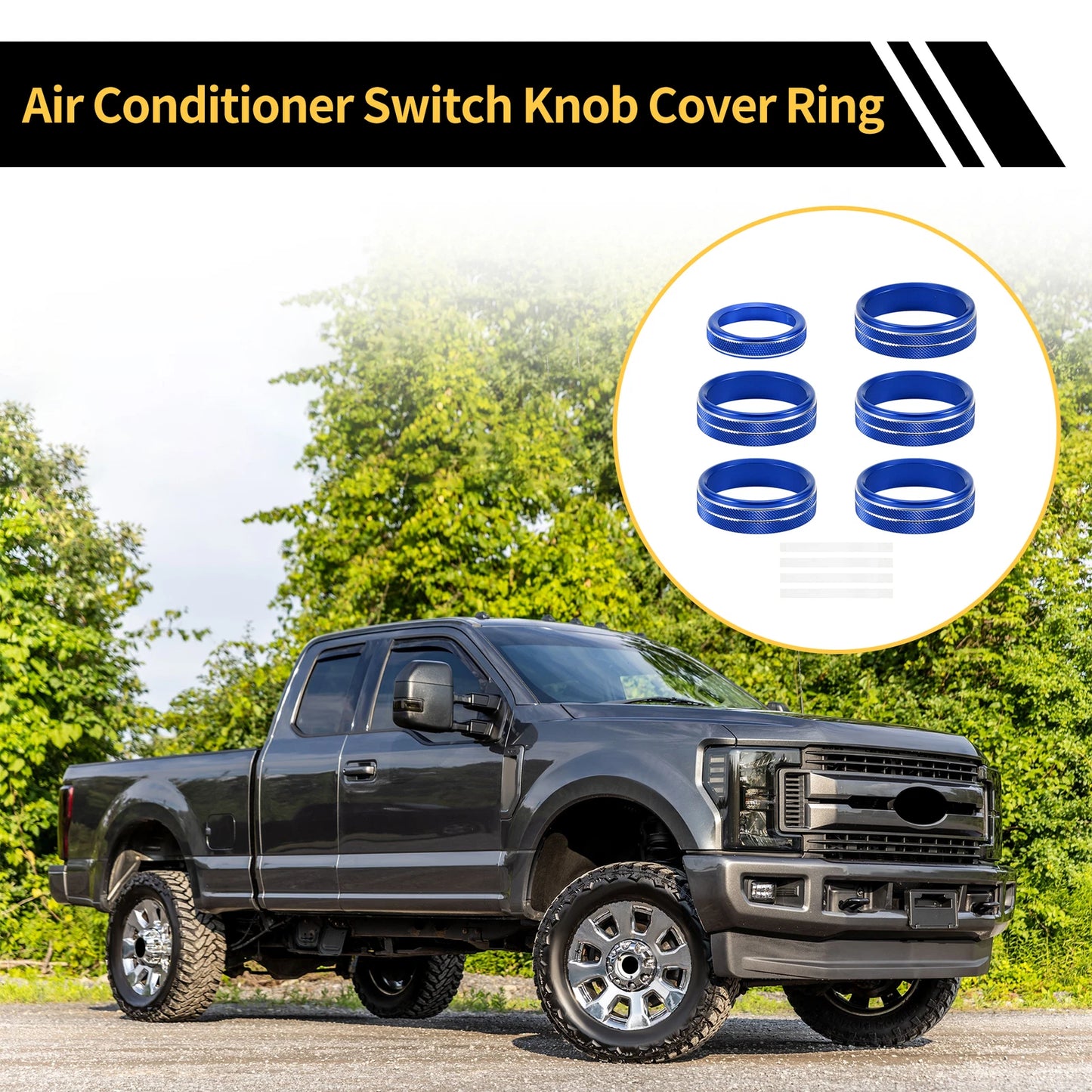 Air Conditioner Switch Knob Cover Ring for Ford F-150 (2015–2021) Blue