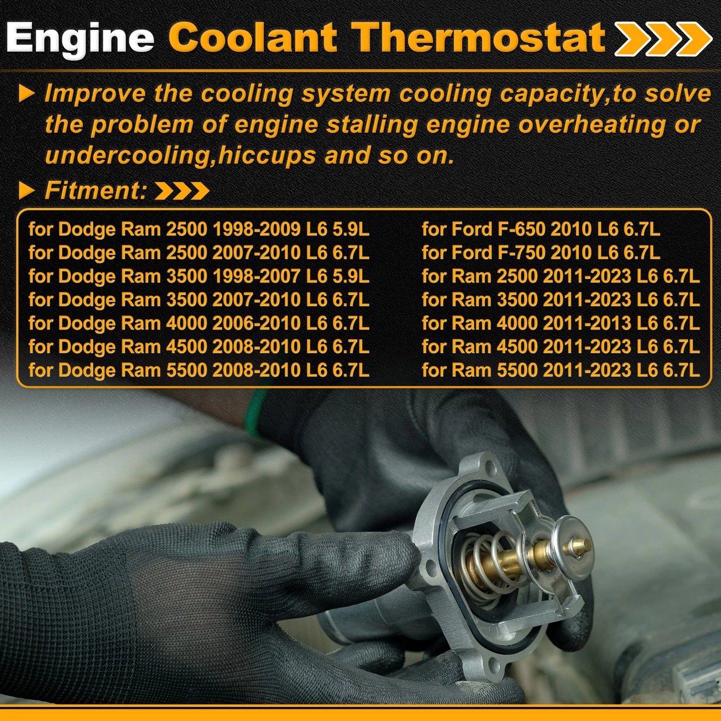 Engine Coolant Thermostat 5011456AA for Dodge Ram 2500 (1998–2009) with Seal