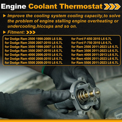 Engine Coolant Thermostat 5011456AA for Dodge Ram 2500 (1998–2009) with Seal