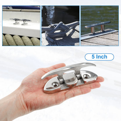 2 Pcs Stainless Steel Flip Up Dock Cleat Handle for Boats (120mm)