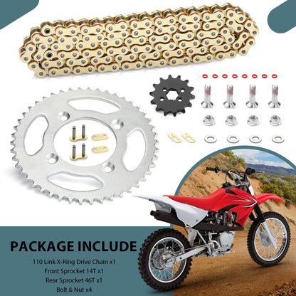 Sprocket Chain Set for Honda XR80R CRF80F (2000–2009) 14/46 Tooth 420 X-Ring