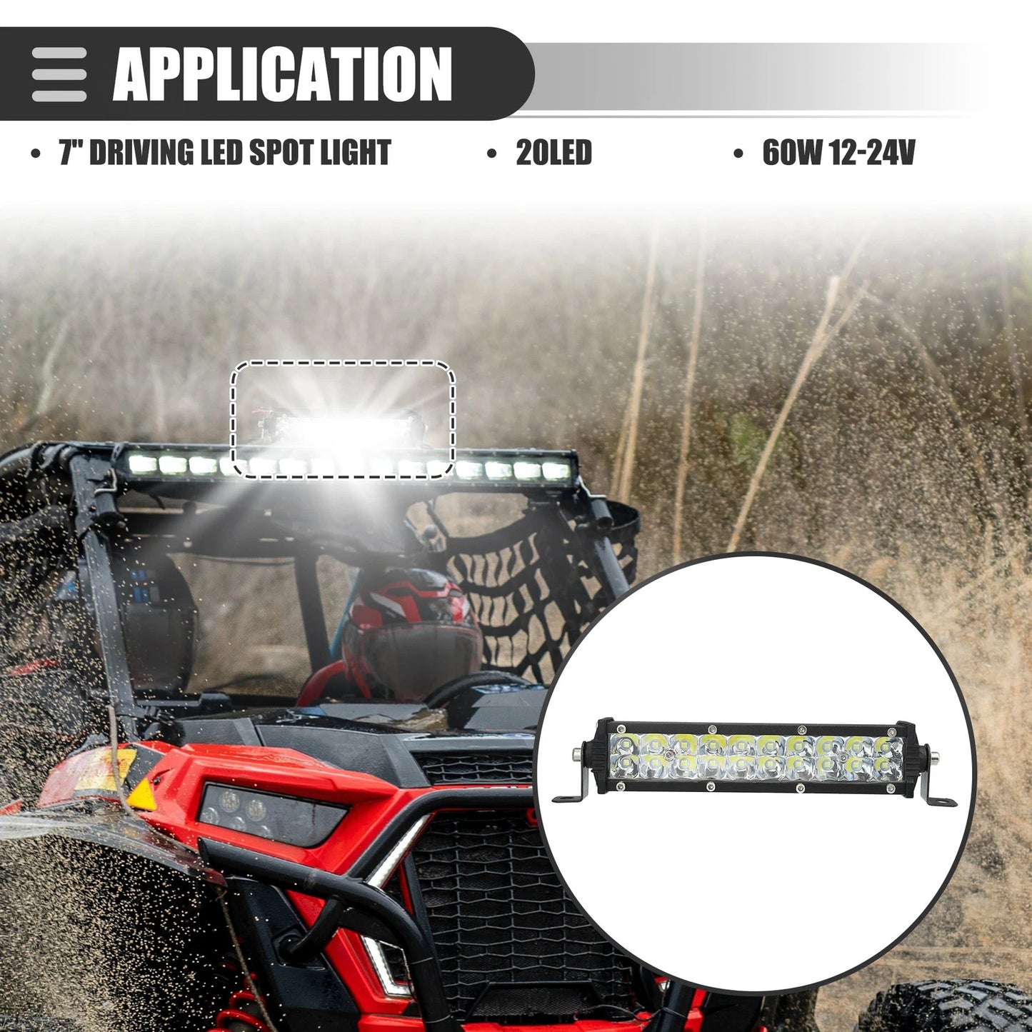 7" Double Row LED Light Bar for Offroad Pickup (12-24V)