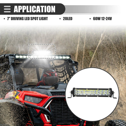 7" Double Row LED Light Bar for Offroad Pickup (12-24V)