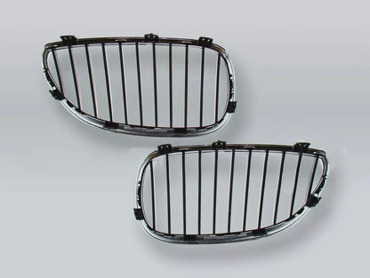 Pair Chrome/Black Front Grille for BMW 5-Series E60/E61 (2004–2009)
