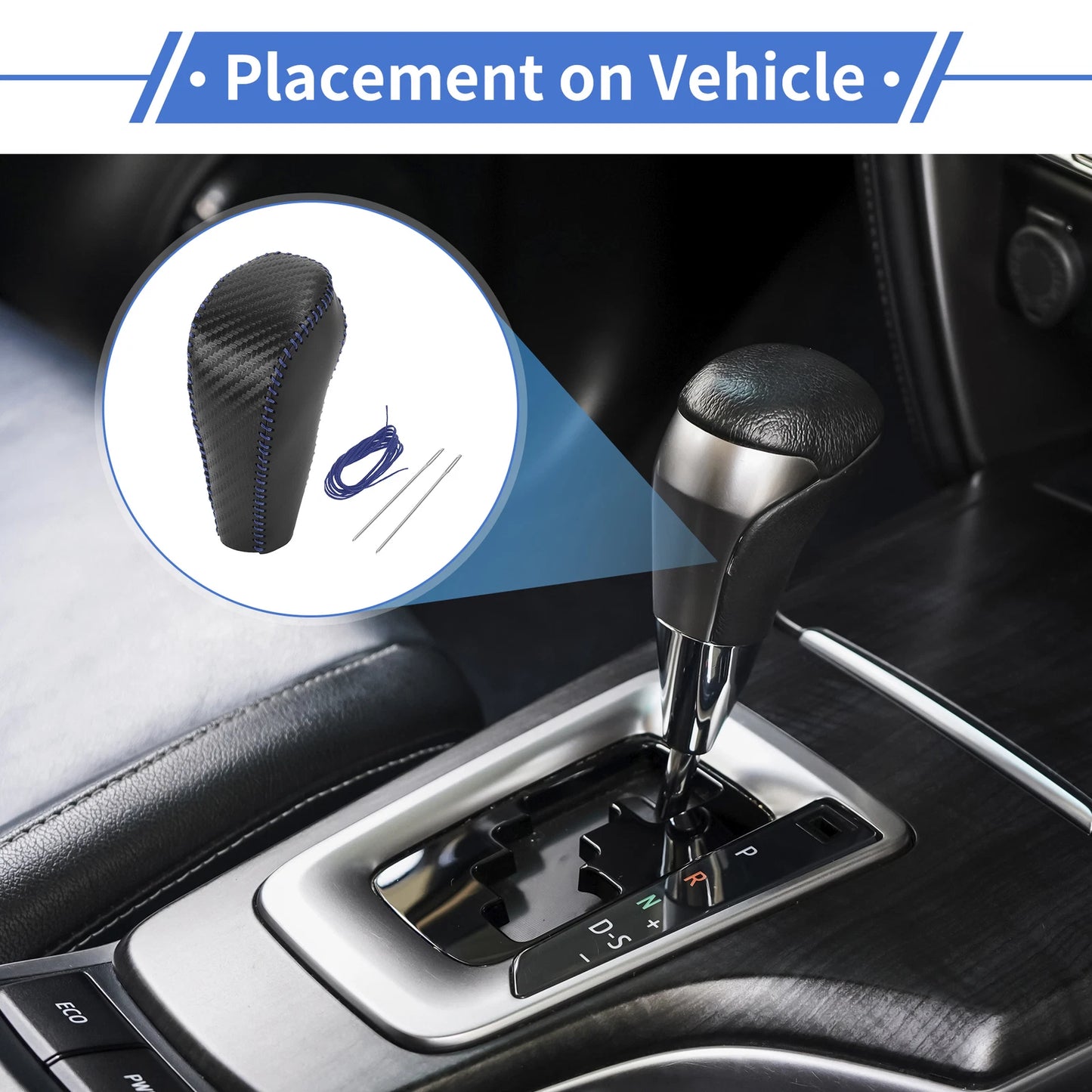 Gear Shift Knob Cover for Chevrolet Cruze (2011–2015) Black Carbon Fiber Blue