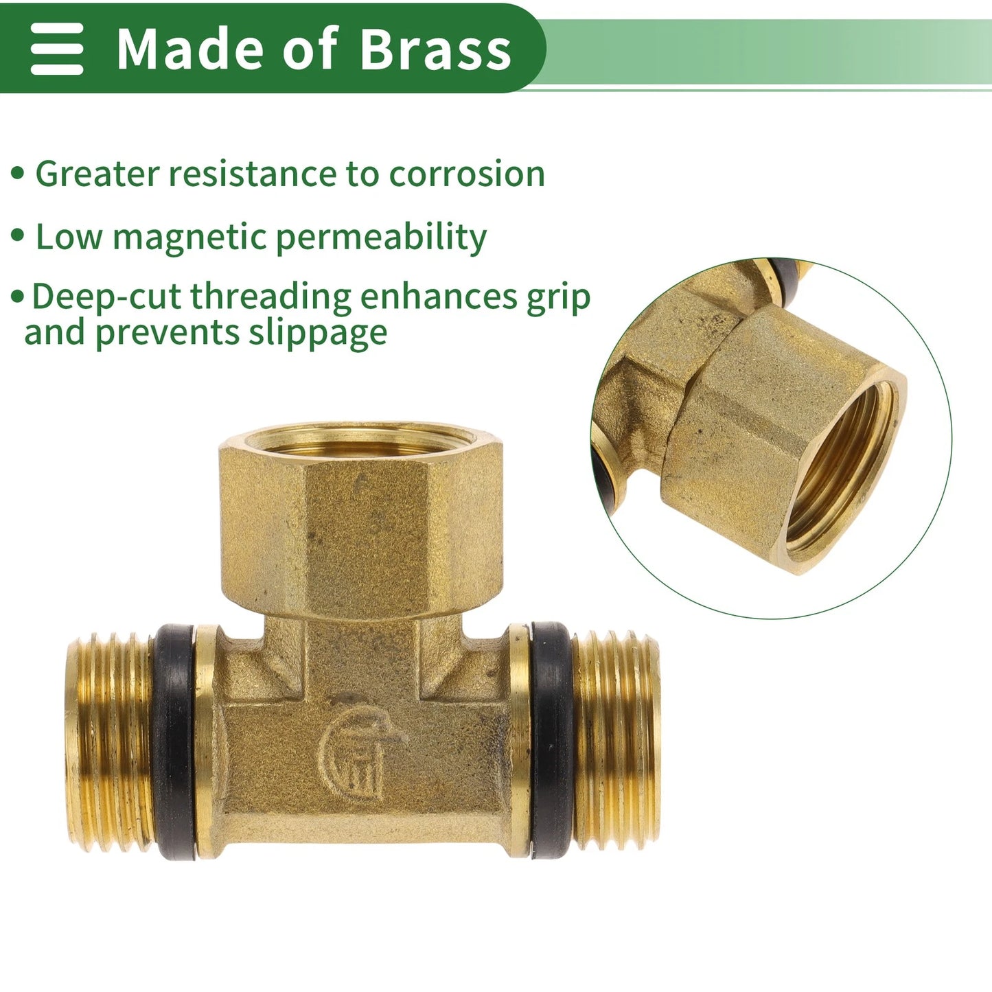 1/2" Male to 1/2" Female Union Tee with Gasket for Automotive Applications