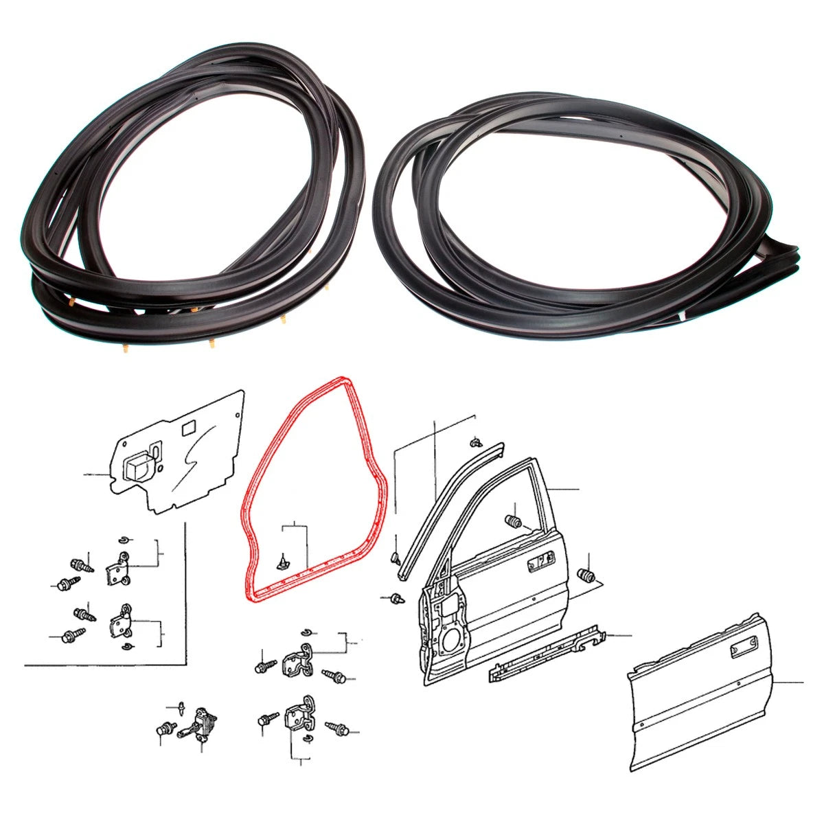 Set of 2 Door Weatherstrip Rubber Seals for Honda City (1996–2002)