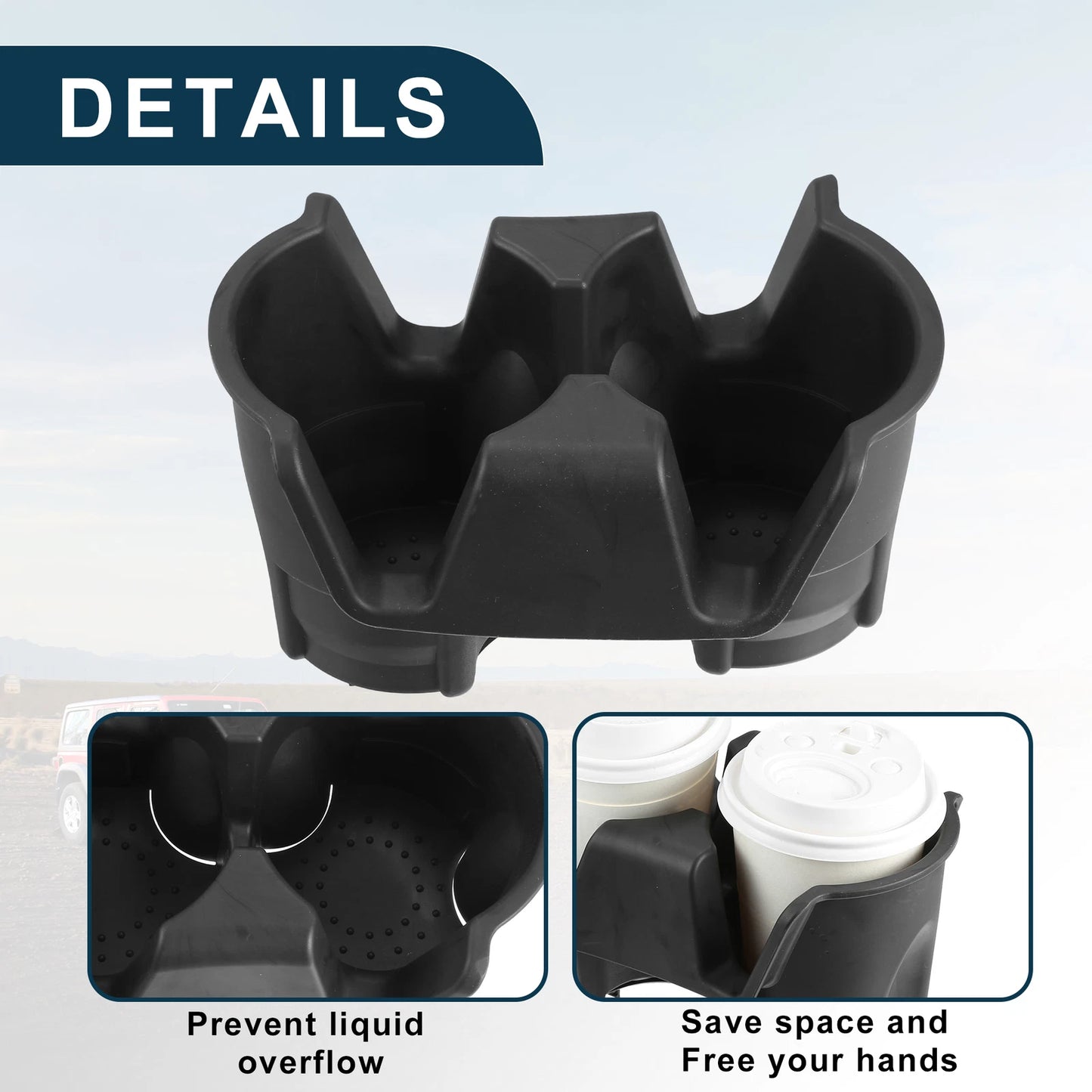 Cup Holder for Jeep Wrangler (2001–2006) No. 55315038AC, Black