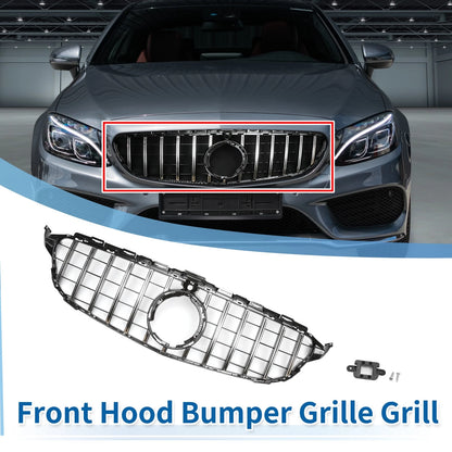 Front Upper Bumper Grille for Mercedes-Benz C180 (Chrome, Silver, Black)