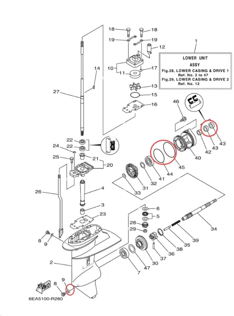 Lower Unit Oil Seal for Yamaha