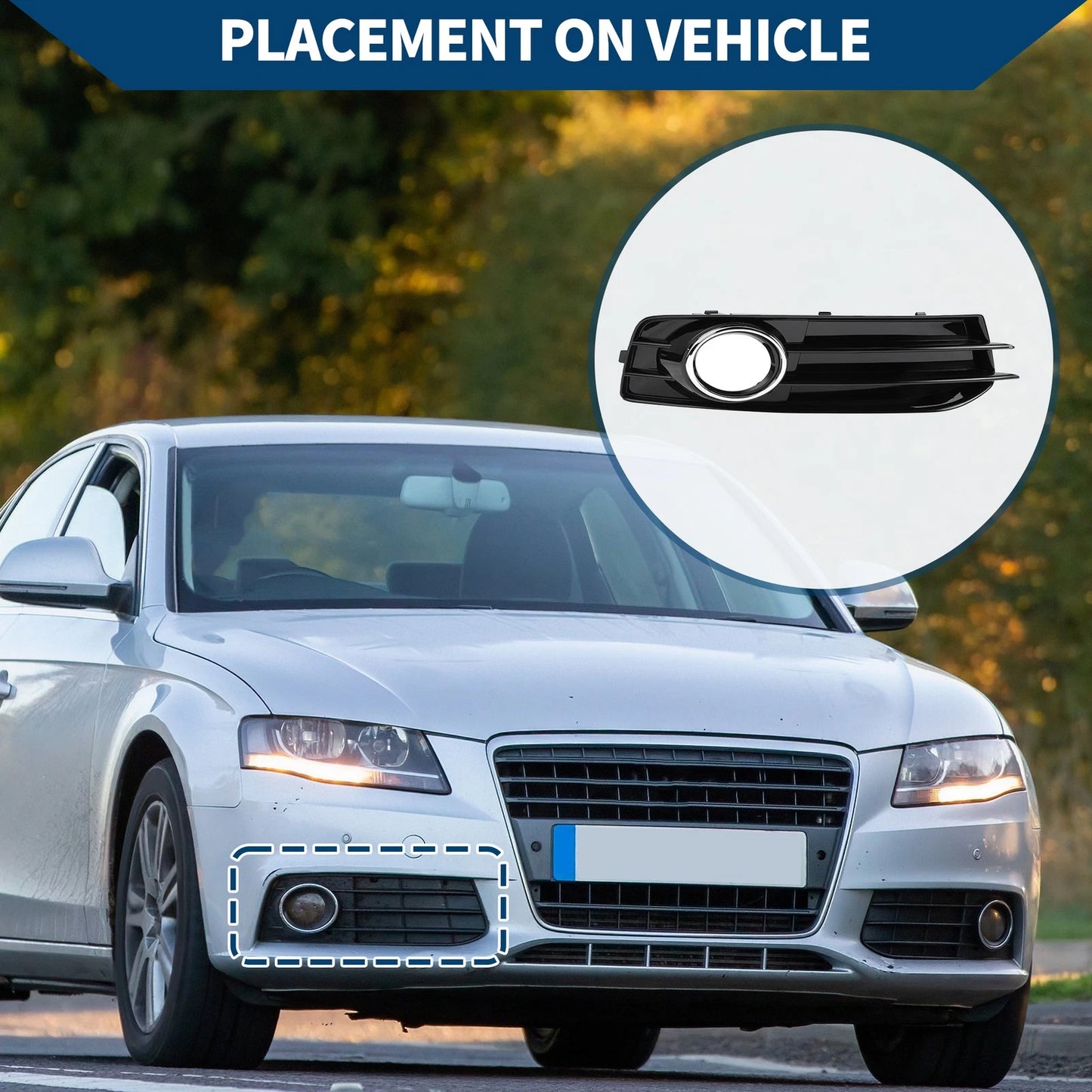 1pc Front Right Fog Light Grill for Audi A3 8P (2009–2013) 8P0807682K