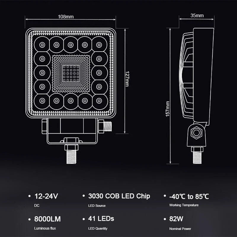 Powerful Illumination 82W LED Work Light Bar for Offroad Fog Driving
