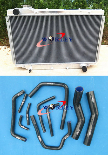 Aluminum Radiator with Blue Hose for Toyota Landcruiser HZJ80 (1990–1998)