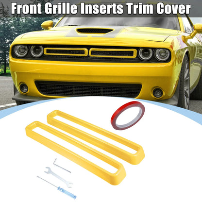 Front Grill Mesh Grille Inserts for Dodge Challenger 2015-2022 Yellow