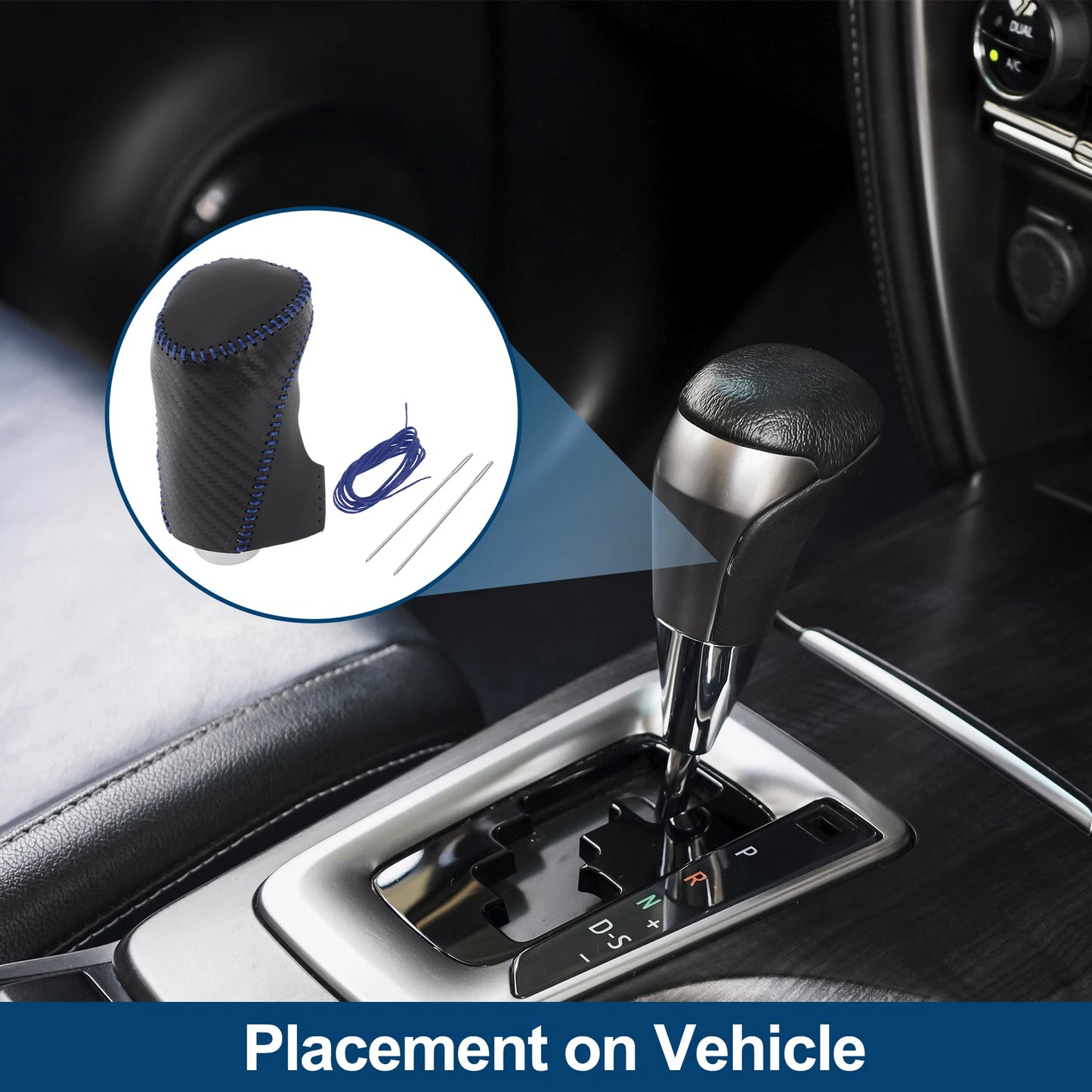 1 Pc Gear Shift Knob Cover for Chevrolet Malibu (2016–2023) Carbon Fiber Blue
