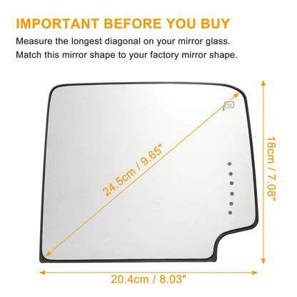 Heated Right Upper Side Rearview Mirror Glass for Chevrolet Silverado