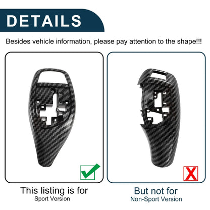 Gear Shift Knob Button Cover for BMW Carbon Fiber Black Center Console 1 Set