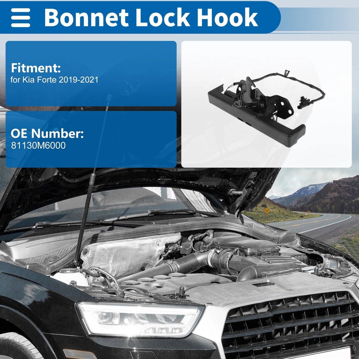 Hood Latch Assembly for Kia Forte (2019–2021) No. 81130M6000 1 Pc