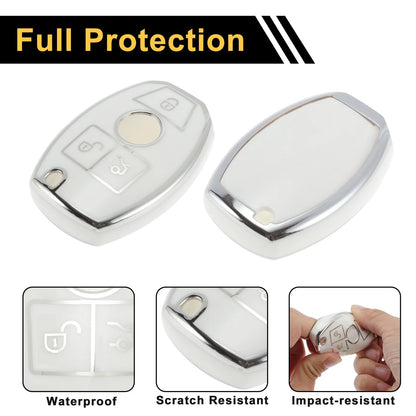 Car Key Case for Mercedes-Benz A/B/C/E/G/K/M/R/S/V/W/X Class/AMG (3 Buttons)