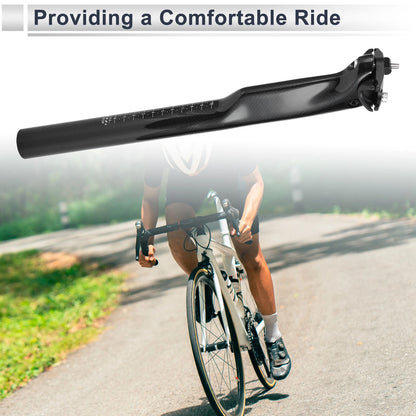 Bike Seat Post 31.6mm x 350mm for Light Saddle (Gloss Black Carbon Fiber)