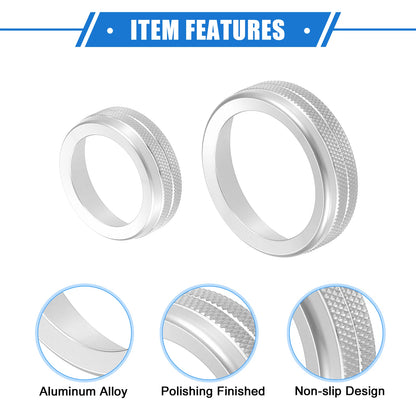 Set of 4 AC Audio Volume Tune Switch Knob Ring Covers for Ford F150 (2021–2023) Silver Tone