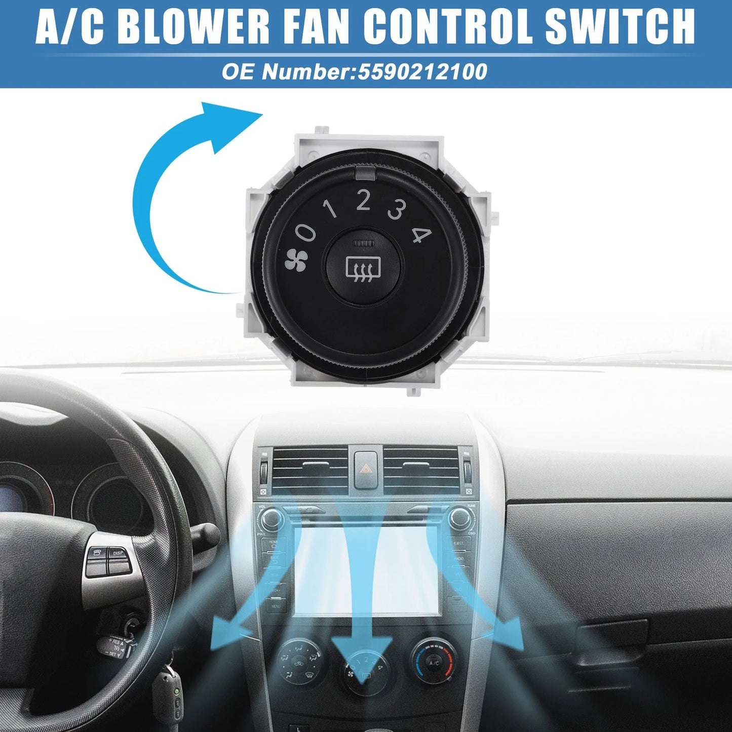 A/C Blower Fan Control Switch No. 5590212100 for Toyota Corolla (2009–2013)