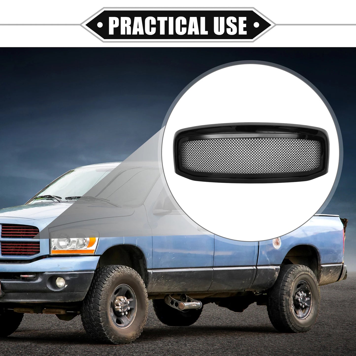 Front Grille Assembly for Dodge Ram 3500 (2006–2009) Gloss Black
