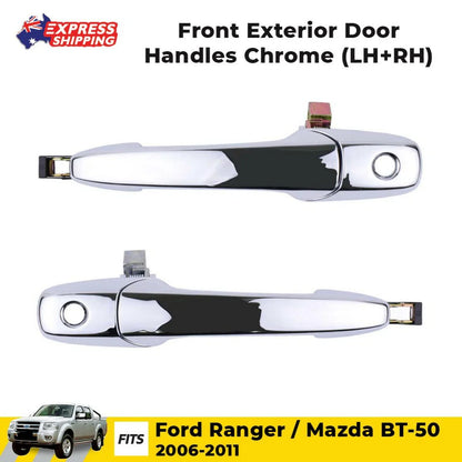 Outer Door Handle Chrome Front L+R Fits Ford Ranger Mazda BT-50 Ute 2006-11 D06
