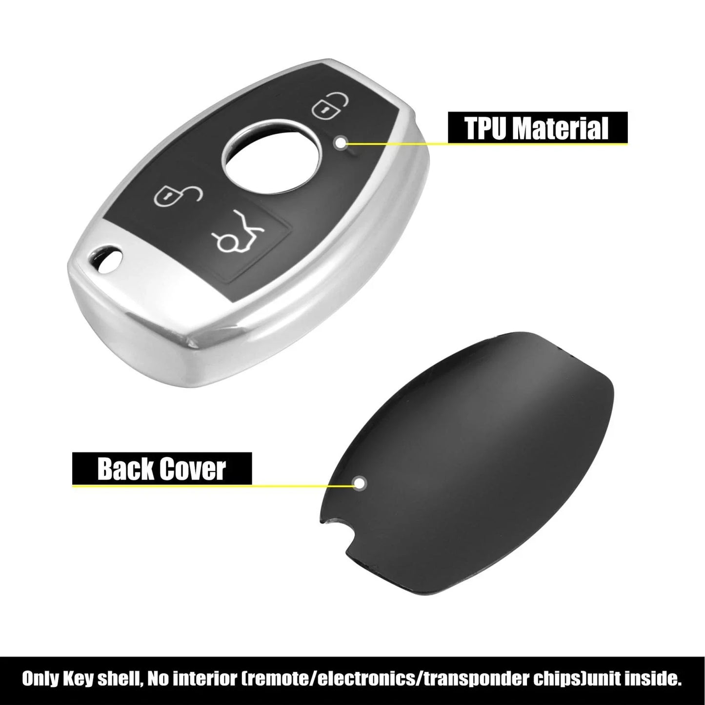 Car Key Fob Cover Remote Case Silver for Mercedes Benz C E S M CLS G