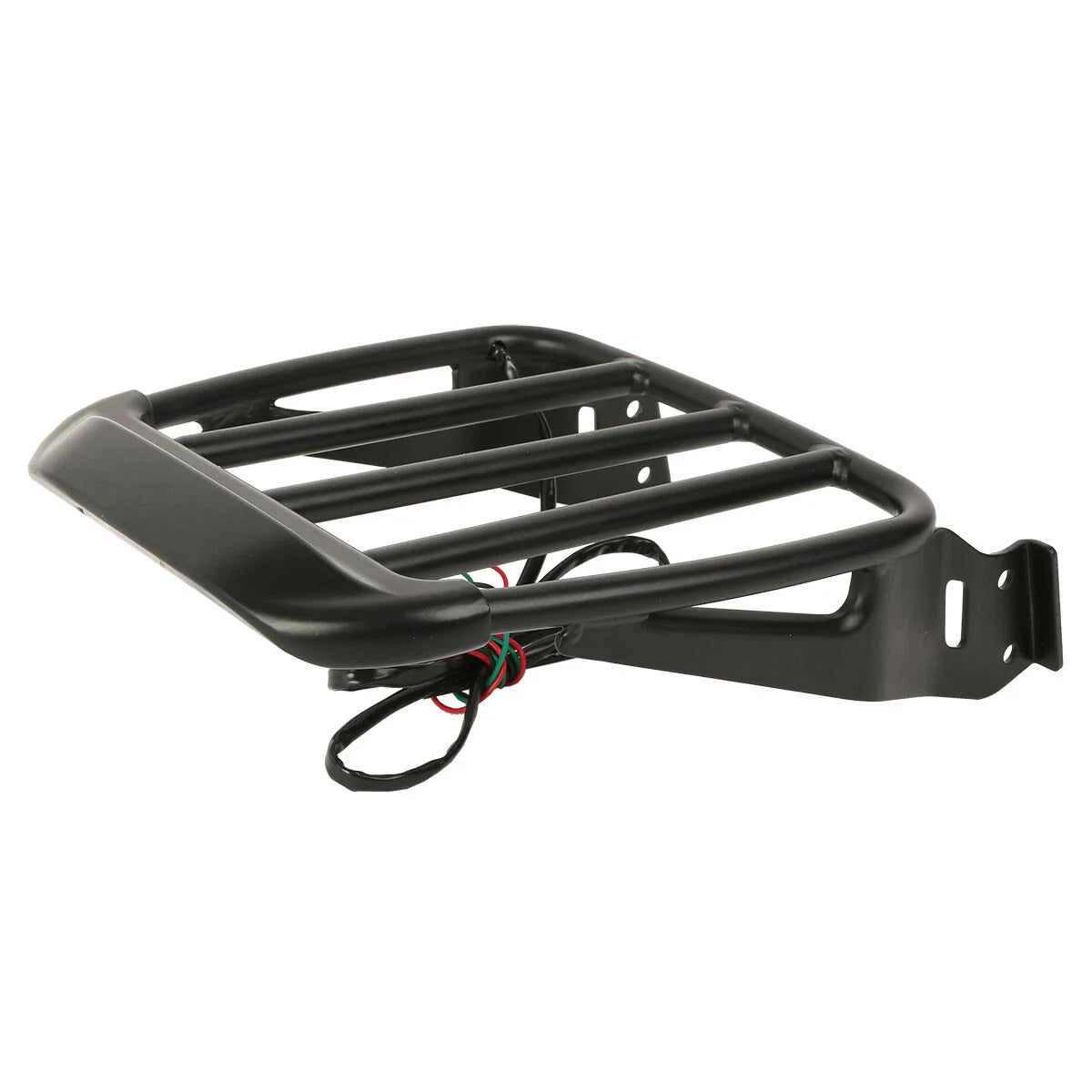 Black Two-Up Detachable Luggage Rack with LED Light for Harley Softail (1984-2005)