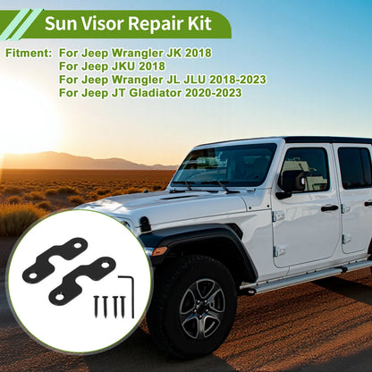 Set of 2 Sun Visor Repair Kits for Jeep Wrangler JK (2018) - Aluminum Alloy Black