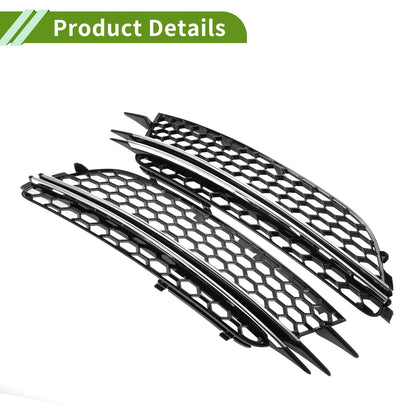 1 Pair Fog Light Grills for Audi A6 C7 (2011–2018) Black Silver Honeycomb