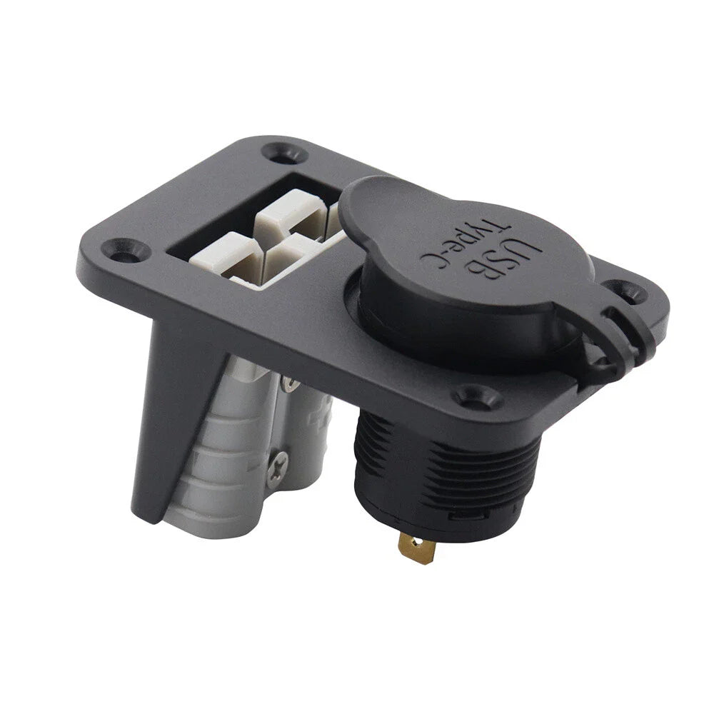 USB + Type C Power Socket Flush Mount for Anderson Plug Camper Boat Caravan