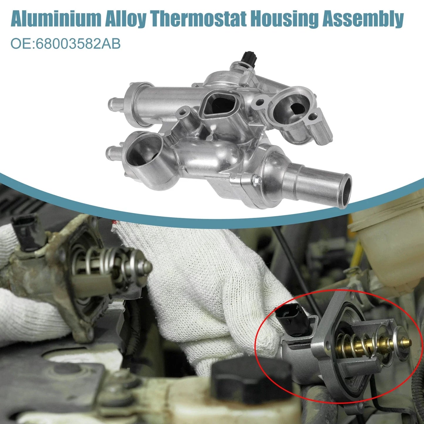 Upgraded Aluminum Thermostat Housing for Chrysler Dodge Jeep (2005-2010)