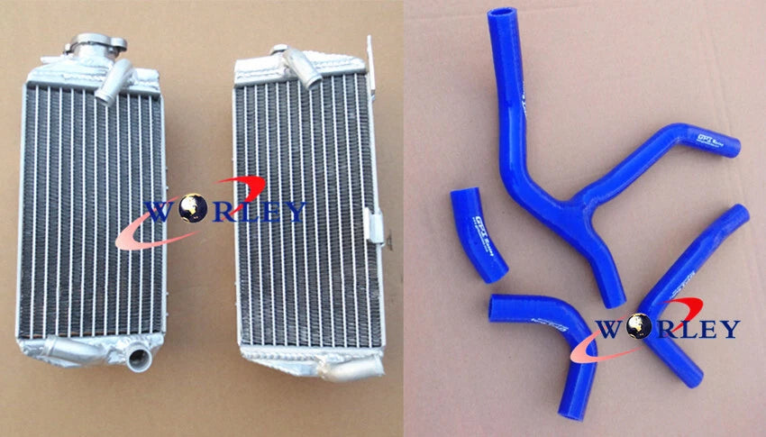 Aluminum Radiator with Blue Silicone Hose for Honda CRF450R (2015–2016)