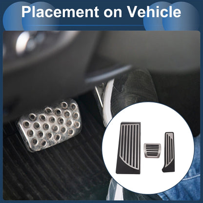 3 Pcs Foot Accelerator Pedal Covers for Alfa Romeo Stelvio (2015–2018) Silver Tone