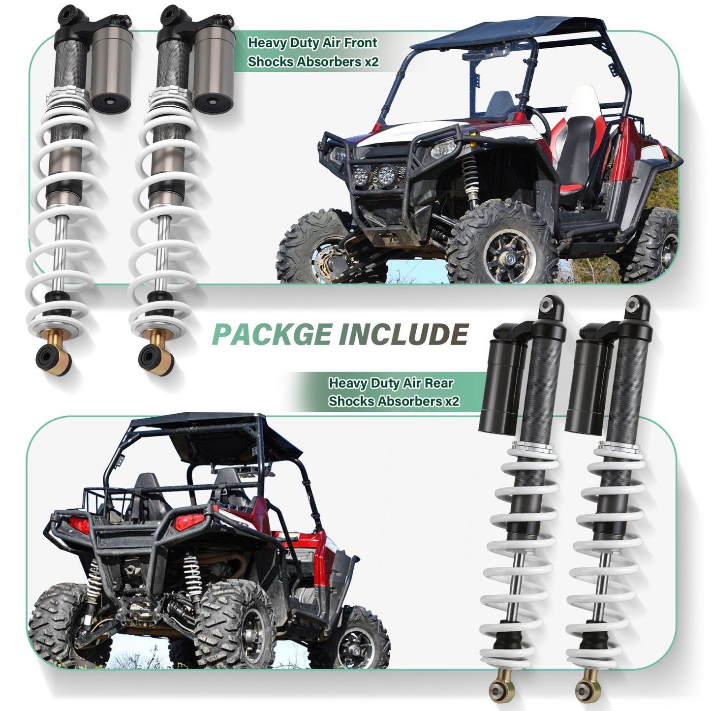 Set of 4 Air Shock Absorbers for Polaris RZR S 800 (2009–2012)