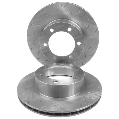 2 Front Slotted Brake Rotors for Toyota Prado 90 95 Series (1996–2002)