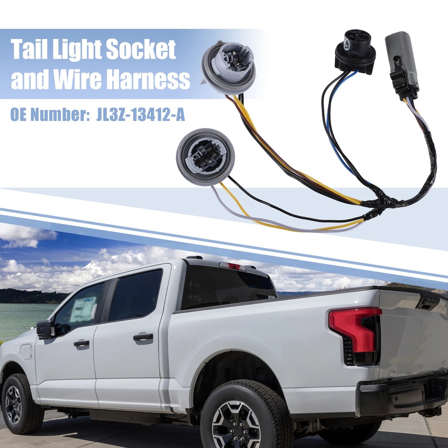 Tail Light Socket and Wire Harness for Ford F150 (2018) No.JL3Z-13412-A Black
