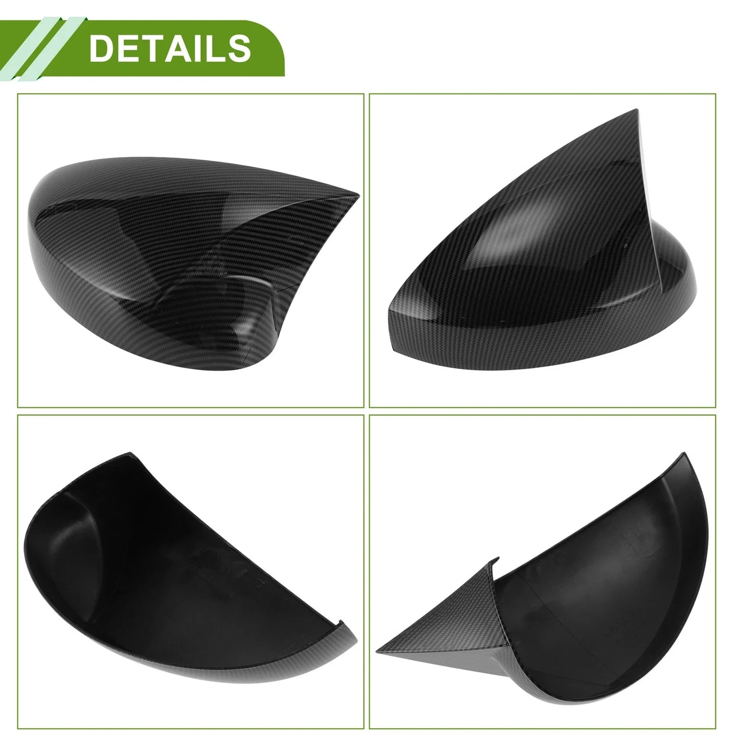 Mirror Cover Cap Replacement Black for Honda Civic LX EX Sport Si (2016-2021)
