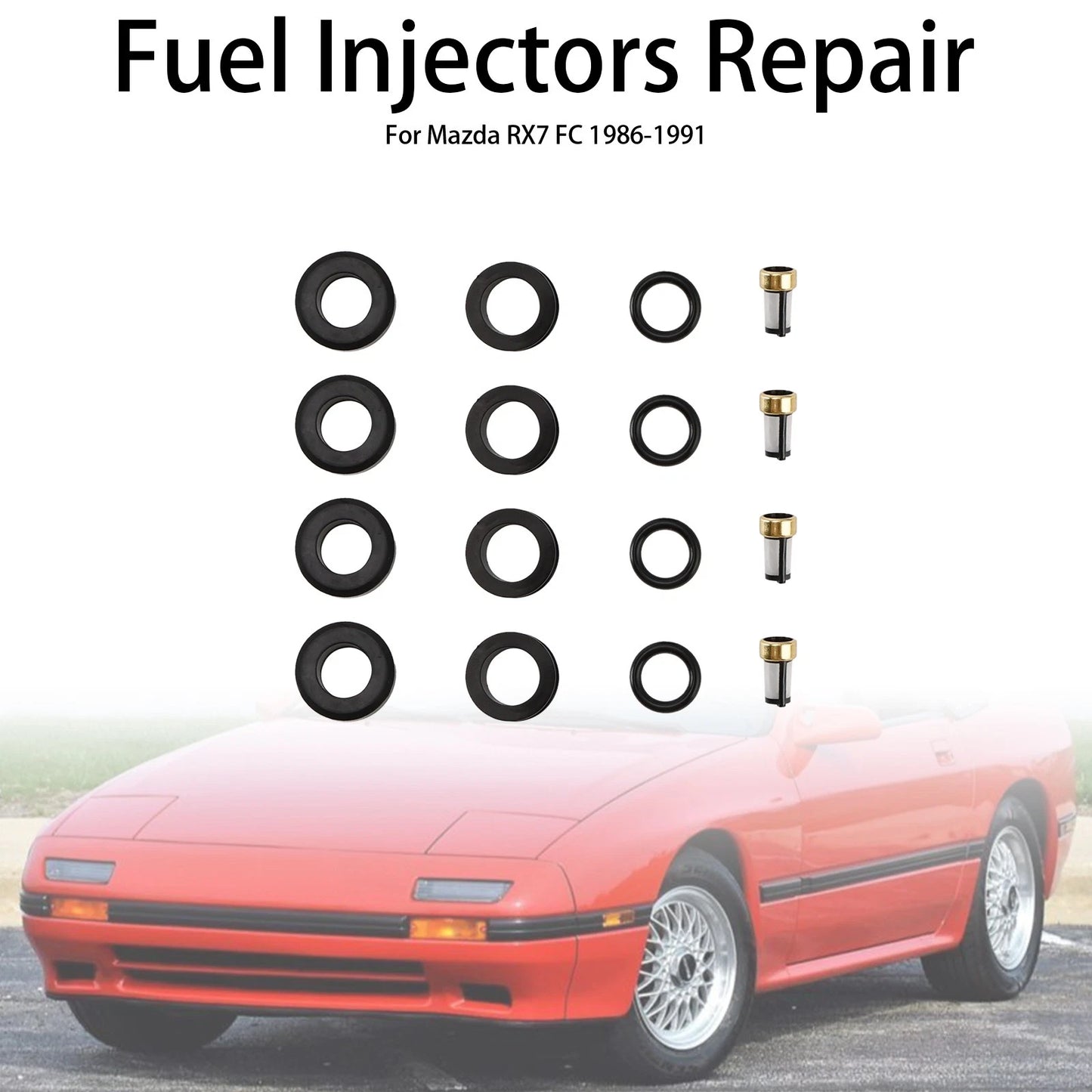 Set of 4 Fuel Injector O-Ring Filter Seals for Mazda RX-7 FC (1986–1991)